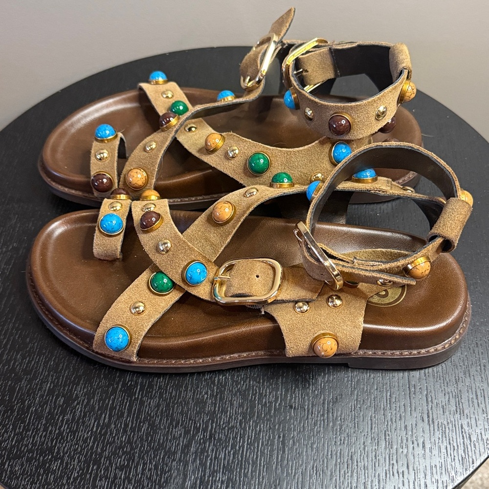 B2 “Tulum” Studded Suede Sandals – Taupe – Size 36 - Picture 4 of 9